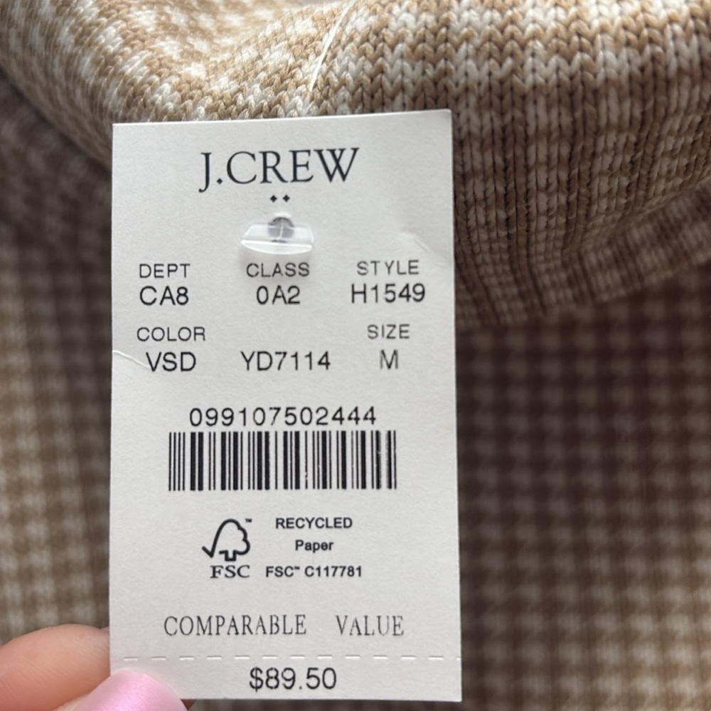 J.Crew Factory Houndstooth Cowl Neck Pullover Sweater Top Size Medium NWT - Picture 9 of 11